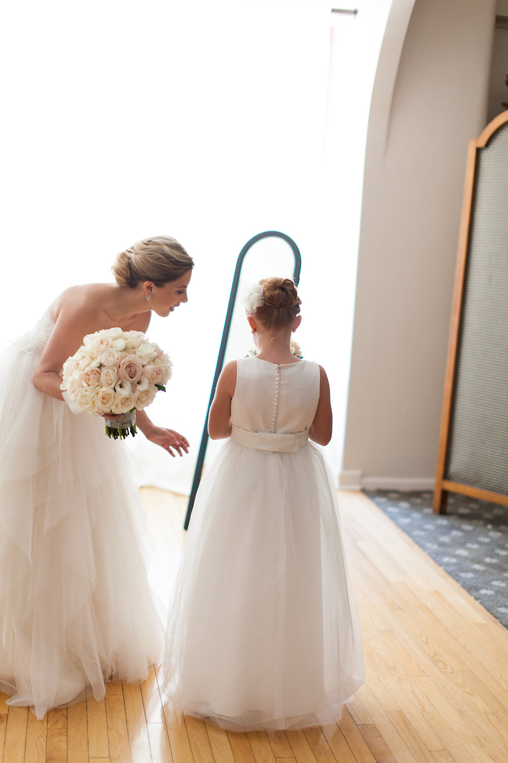 Bride and Flower Girl Getting Ready